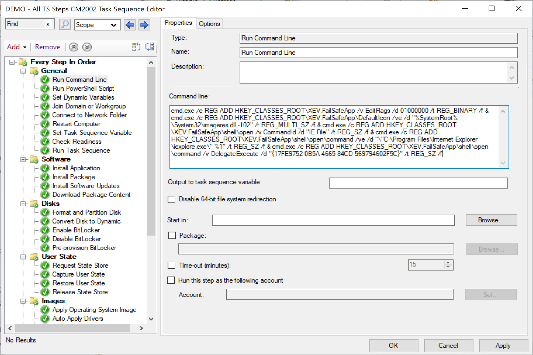 Execute command c. Command line CD.