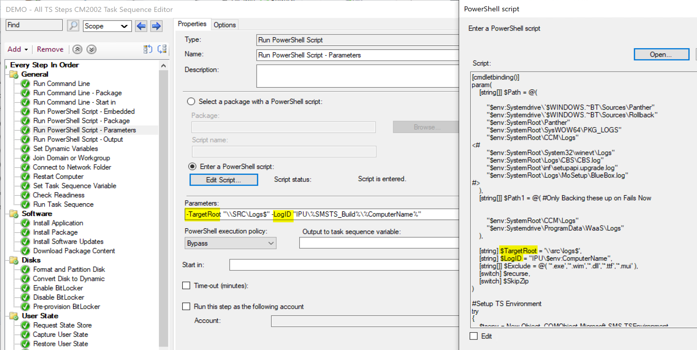 MDT: Running a single PowerShell Cmdlet from a Task Sequence Step