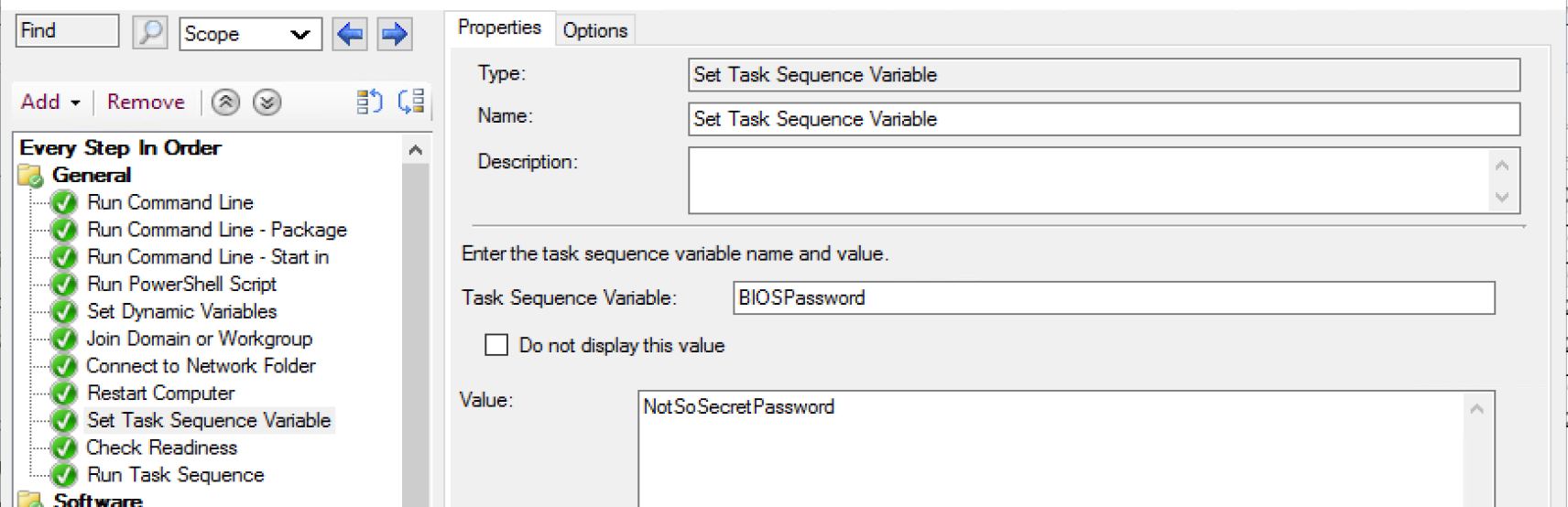 Task Sequence Variables 1