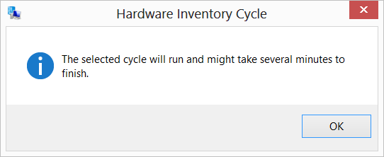 SCCM client Hardware inventory cycle complete