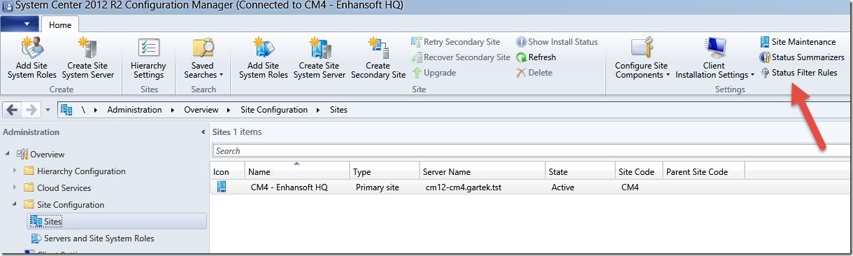 Create a Status Filter Rule - CM12 Status Filter Rules