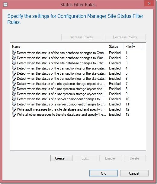 Create a Status Filter Rule - Create