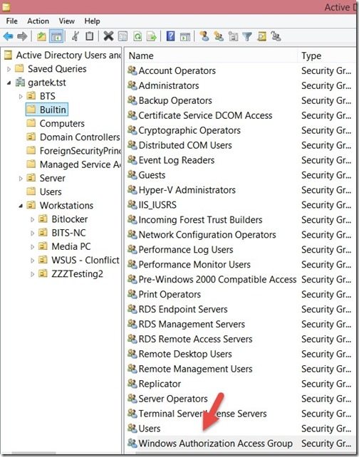 Configuration Manager 2012 R2, SSRS et groupe d'accès aux autorisations Windows - Builtin