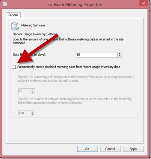 Software Metering Rules - Uncheck