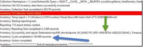 Troubleshoot ConfigMgr hardware inventory issues - Phase 1 - Inventory Cycle Completed
