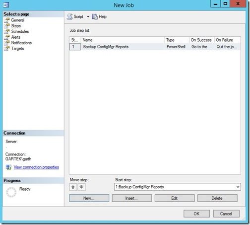 ConfigMgr-raporttien automaattinen varmuuskopiointi SQL Server Agentin avulla-Vaihe 13