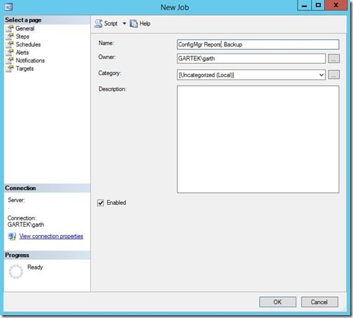 Cómo hacer una copia de seguridad automática de los informes ConfigMgr usando el Agente SQL Server-Paso 8