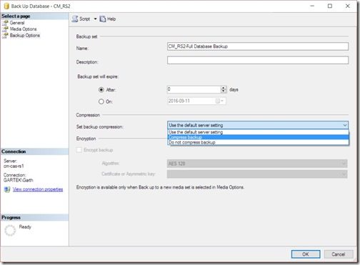 How to Backup Your ConfigMgr Database Using SQL Server-Step 6