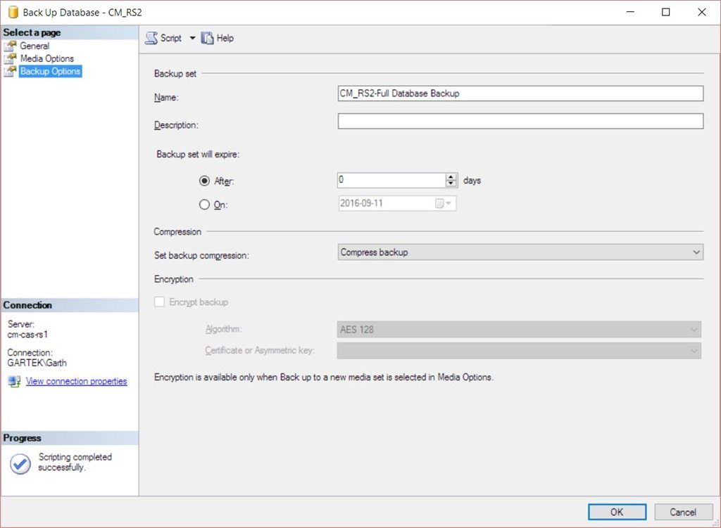How to Backup Your ConfigMgr Database Using SQL Server-Step 9 How to Backup Your ConfigMgr Database Using SQL Server-Step 9