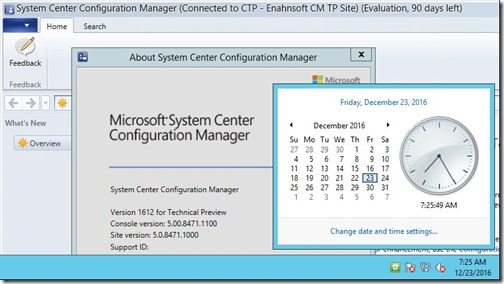 Does Installing the Latest ConfigMgr Current Branch TP Reset the Number of Evaluation Days Left-TP1612