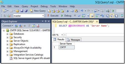 Windows Serverin nimeäminen uudelleen, kun SQL Server ja WSUS on jo asennettu-SQL Server Name Query Result2