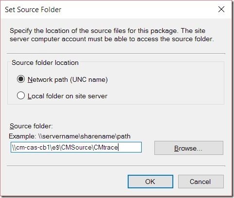 Configuration Manager Deployment Test 2-Set Source Folder