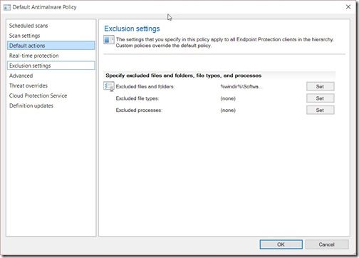 Configuration Manager-Endpoint Protection and Hyper-V-Exclusion Settings