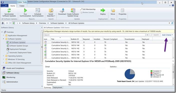 How to Determine What Software Updates Are Required within ConfigMgr-Add Criteria