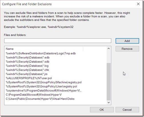 Reducing the Effects of Endpoint Protection on Hyper-V Server Performance-File and Folder Exclusions