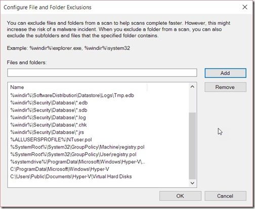 Reducing the Effects of Endpoint Protection on Hyper-V Server Performance-File and Folder Exclusions Reducing the Effects of Endpoint Protection on Hyper-V Server Performance-File and Folder Exclusions