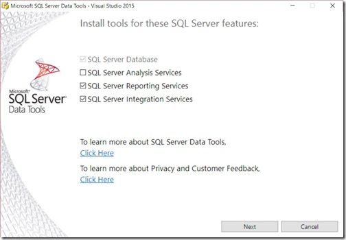Kuinka asennat SQL Server Data Tools - Seuraava -painike