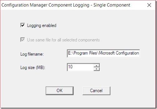 Öka storleken på SCCM webbplatsserver loggfiler - Configuration Manager Service Manager -öka