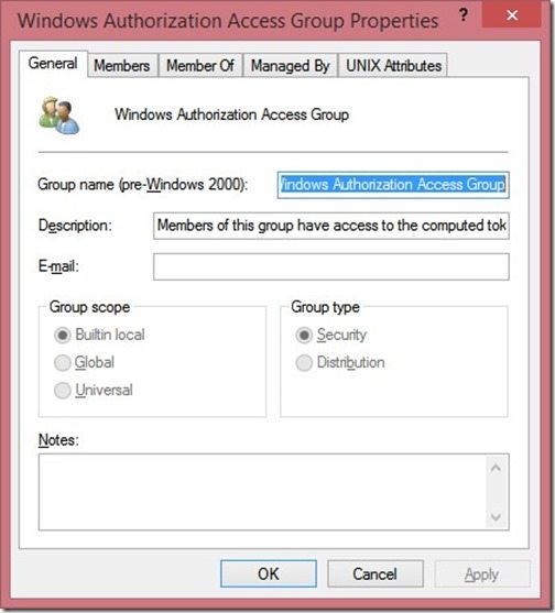 Windows Authorization Access Group Properties Windows Authorization Access Group Properties