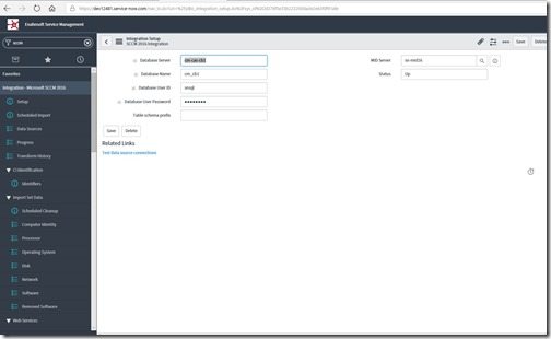 Integrate SCCM Data with ServiceNow - Test Data Source Connections