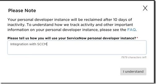 Begär en ServiceNow Developer Instance - Kort beskrivning