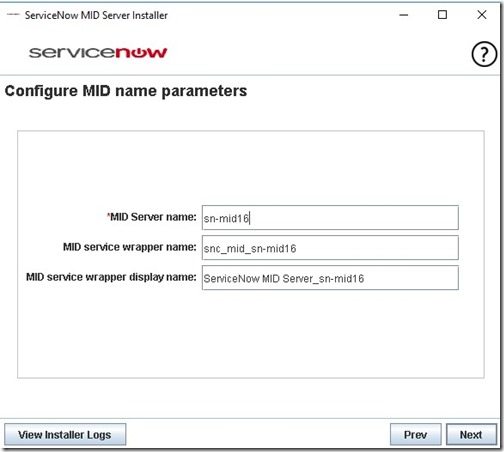 ServiceNow MID -server - Namn