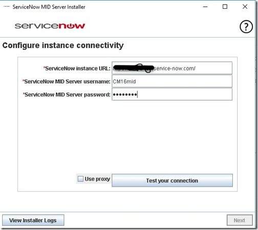 Server MID ServiceNow - Verifica la tua connessione