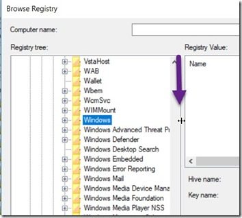 Configuration Item - Registry Tree Window