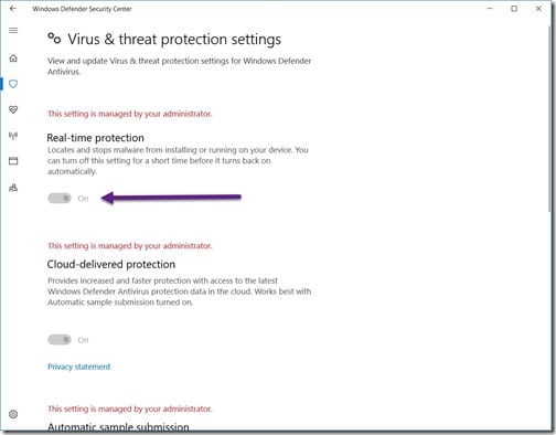 Anti -Malware Policy för Endpoint Protection - Windows Defender Security Center