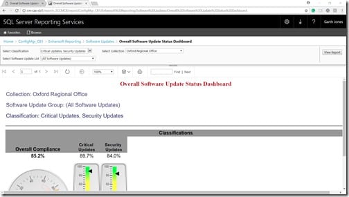 Dashboard - SCCM SSRS 2016 Chrome