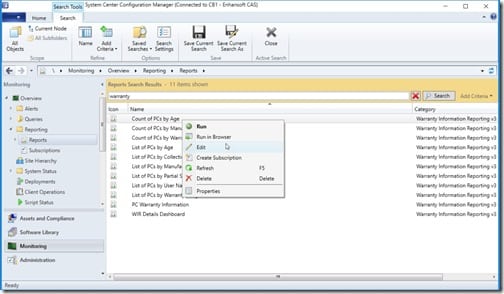 Comience a editar informes SCCM con el Generador de informes - Editar