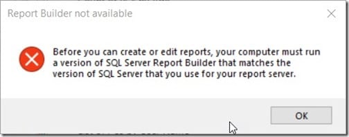 Inizia a modificare i report SCCM con Report Builder - Messaggio di errore