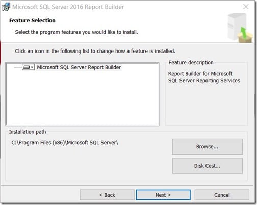 Install Report Builder - Default Path