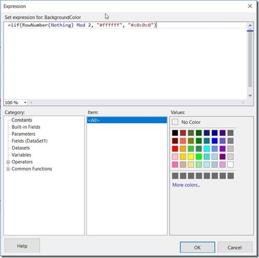 Alternating Row Colors - Expression