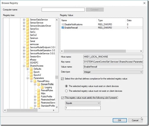 Detect If the Firewall Is Off - Browse Registry