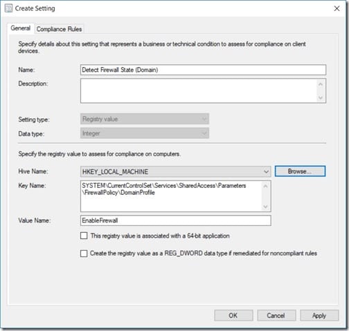 Detect If the Firewall Is Off - Compliance Rules Tab