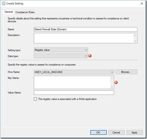 Detect If the Firewall Is Off - Create Setting