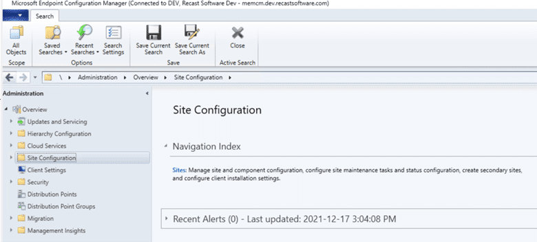 ConfigMgr Console - Site Configuration