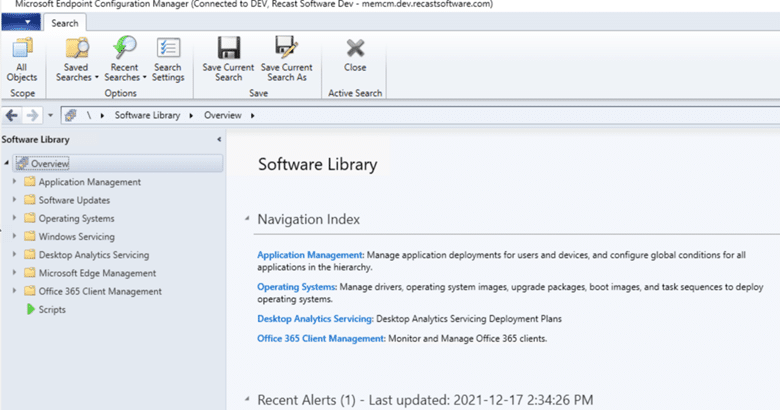 ConfigMgr Console - Software Library