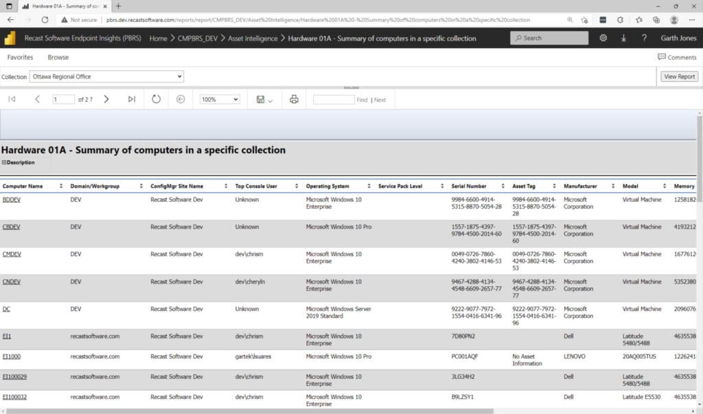 Five Best ConfigMgr Reports - Hardware 01A – Summary of computers in a specific collection