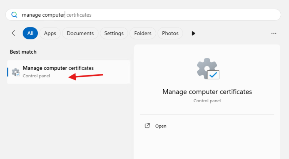 Creating a Certificate Authority -  Manage computer certificates