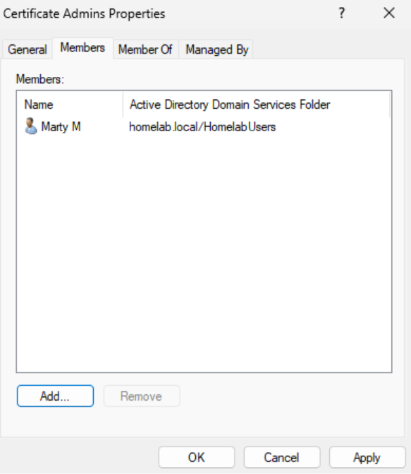 Creating a Certificate Authority - Certificate admins