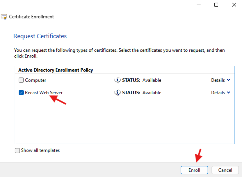 Creating a Certificate Authority - AD enrollment policy