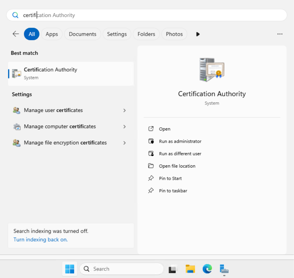 Creating a Certificate Authority - Certification Authority