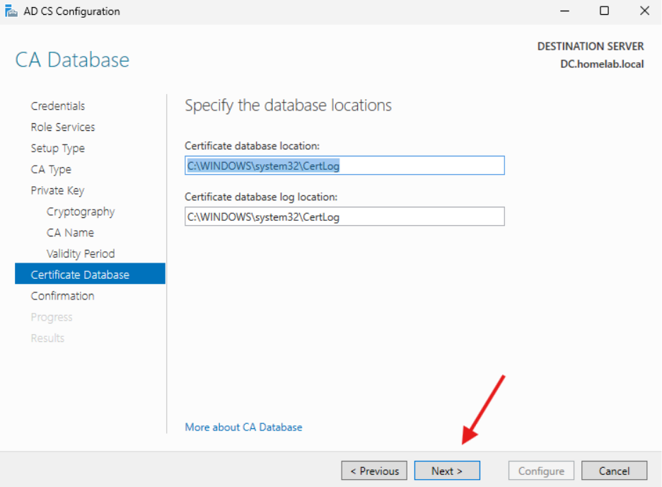 Creating a Certificate Authority - Certificate database locations