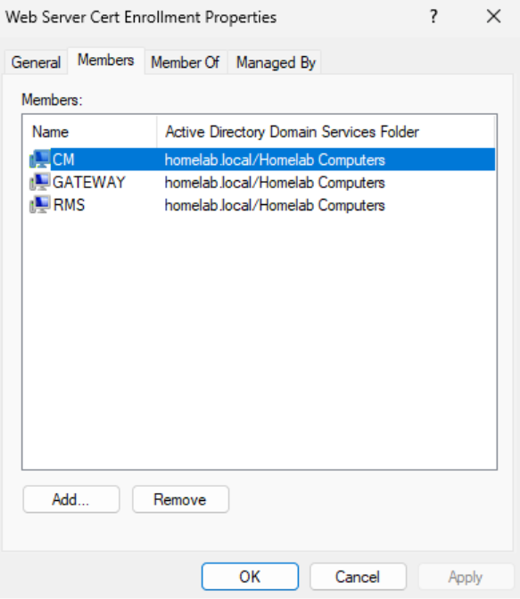 Creating a Certificate Authority - Enrollment properties