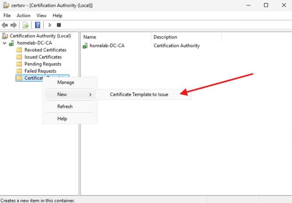 Creating a Certificate Authority - Certificate template issuance