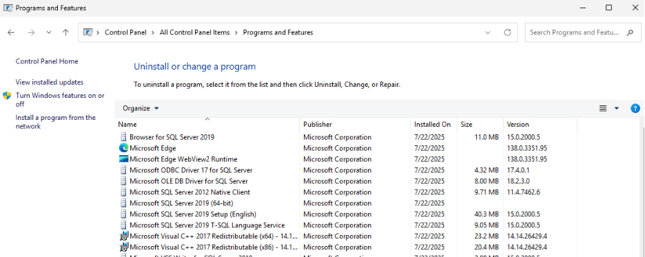Installing SQL - Verifying installation