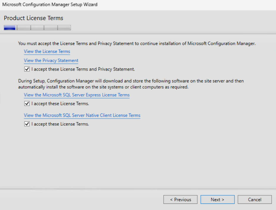ConfigMgr Install - License terms