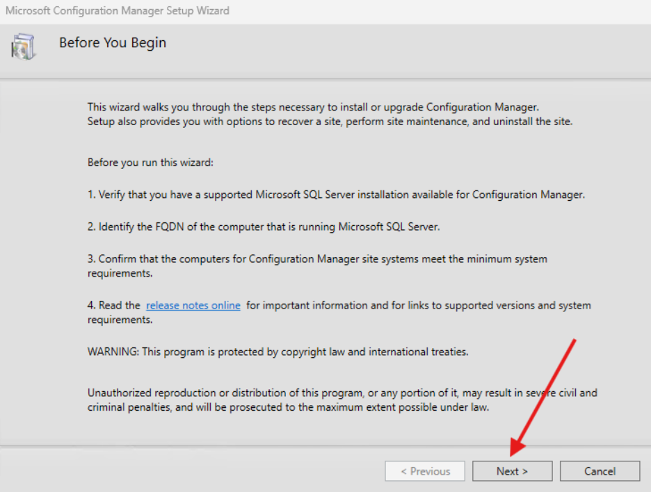 ConfigMgr Install - ConfigMgr Setup Wizard